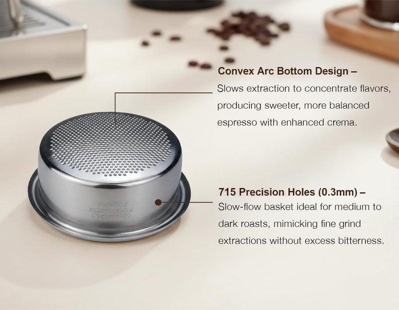 Chengtech Espresso Accessories, 18g Convex Arc Espresso Basket – 715 Precision Holes (0.3mm), Slow-Flow Ridgeless Design for Sweet & Balanced Espresso Extraction - Image 2
